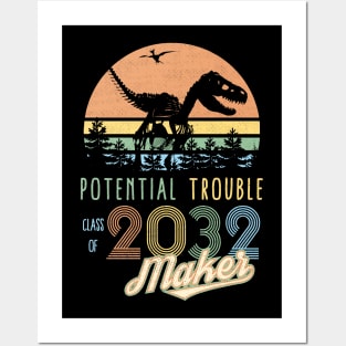 Class of 2032 Vintage Dinosaur Potential Trouble Maker Posters and Art